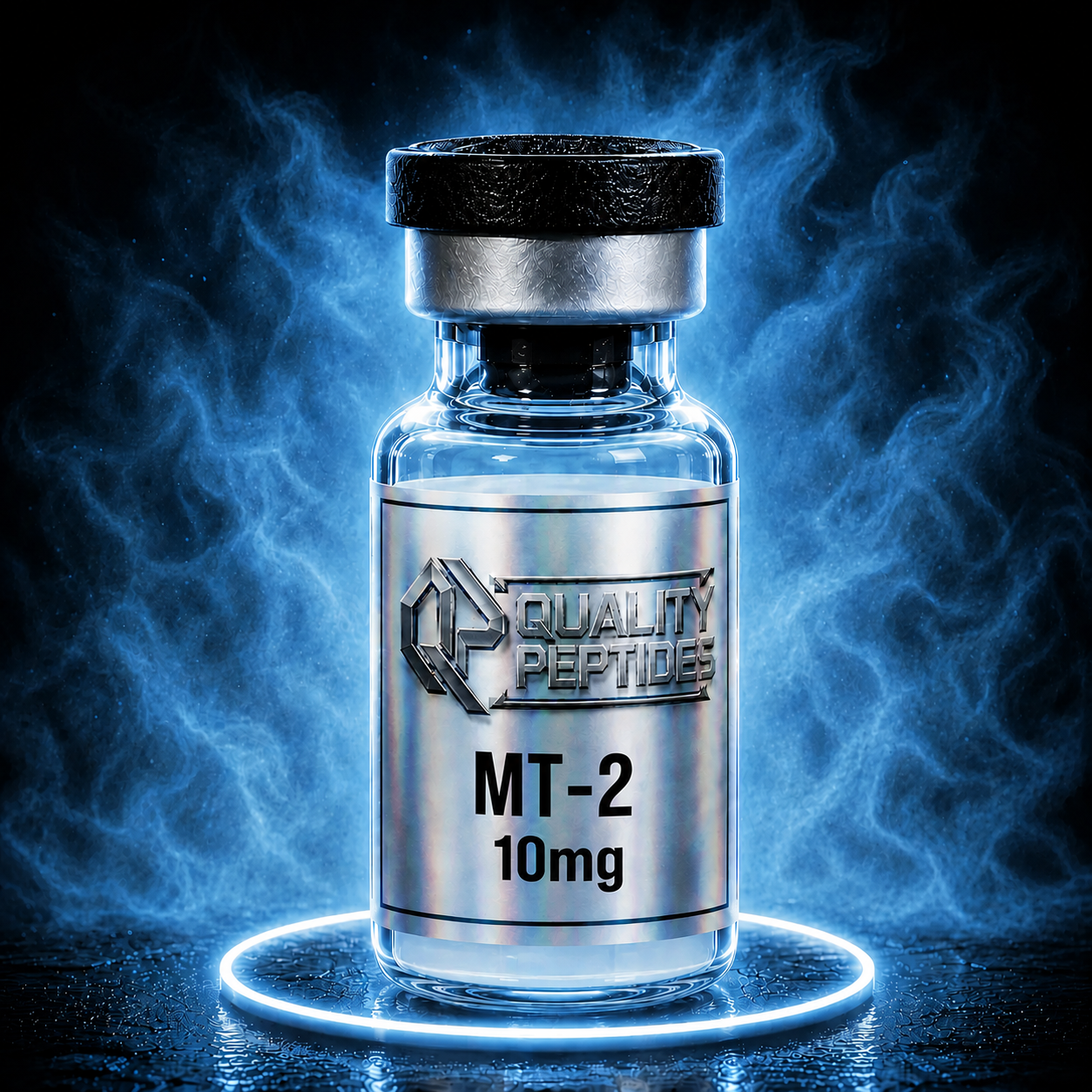 MT-2 peptide 10mg vial with blue glow