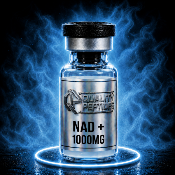 NAD+ 1000mg peptide vial glowing blue